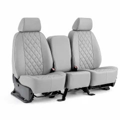 Luxury Line Diamond Stitch Seat Covers in light gray, featuring a full-coverage 40/20/40 front bench seat design with diamond stitching.