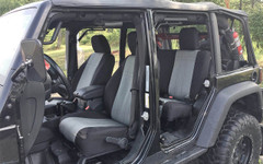 CORDURA 1000 Denier Xtra-Duty Seat Covers installed in a truck, durable two-tone front and rear seat coverage.