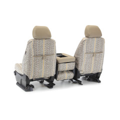 Rear/angled view of Luxury Line Saddle Blanket Seat Covers showing storage pockets and full seatback coverage.