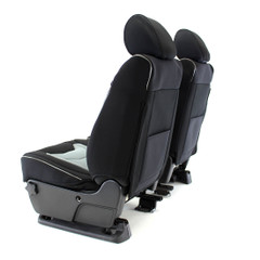 Side view of Semi-Custom Pro Mesh Seat Covers in black and gray, offering a tailored fit and breathable comfort.