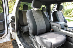 Neoprene Seat Covers installed on front seats, two-tone quilted neoprene with a rugged custom-fit look.