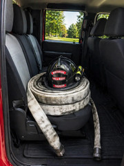 Ford Waterproof CORDURA seat covers installed on rear bench seats, rugged stain-resistant protection for SUV car interior.