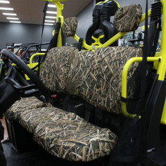 UTV Seat Cover camo patterns: Kryptek Typhon, Raid, Highlander, Realtree Max 4 HD, Xtra, Max 5, Harvest Moon, and Muddy Girl.