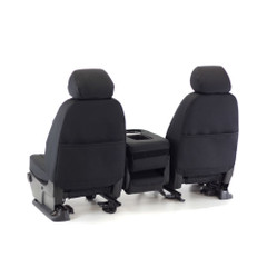 Rear view of Cool-Max Seat Covers highlighting built-in storage pockets and a clean custom-fit finish on truck seats.