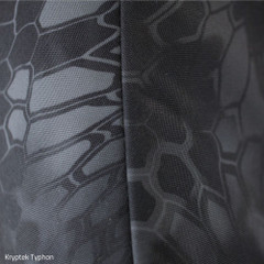 Close-up of Kryptek Typhon camo seat covers showing the high-definition waterproof tactical pattern.