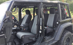 CORDURA 1000 Denier Xtra-Duty Seat Covers installed in a truck, durable two-tone front and rear seat coverage.