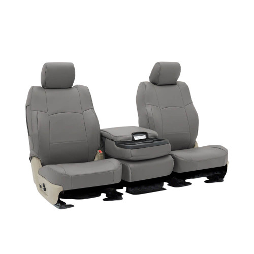 Rhinohide Seat Covers full set in gray, durable water-resistant leatherette with a clean tailored look.