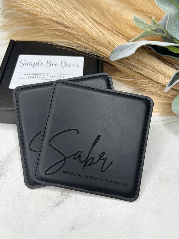 Black Leatherette Coaster - Sabr design