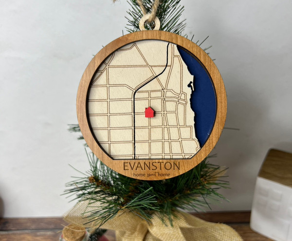 Evanston City Map Ornament