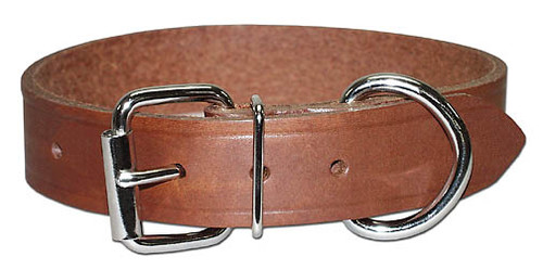 1" Leather Bully collar with D ring 25"