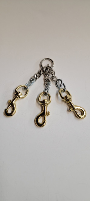 3 Dog Chain Coupler with Brass Snaps