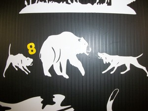 Bayed Bear with 2 Dogs, Window Decal