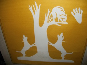 Coon with 2 Dogs Window Decal (Large)