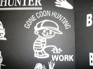 "Gone Coon Hunting" Pee on Work Window Decal