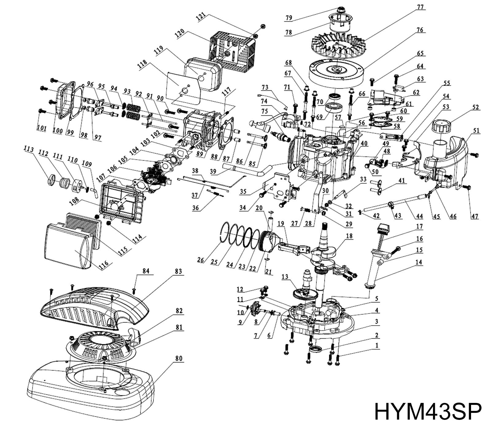 HYM43SP Engine Parts Diagram 