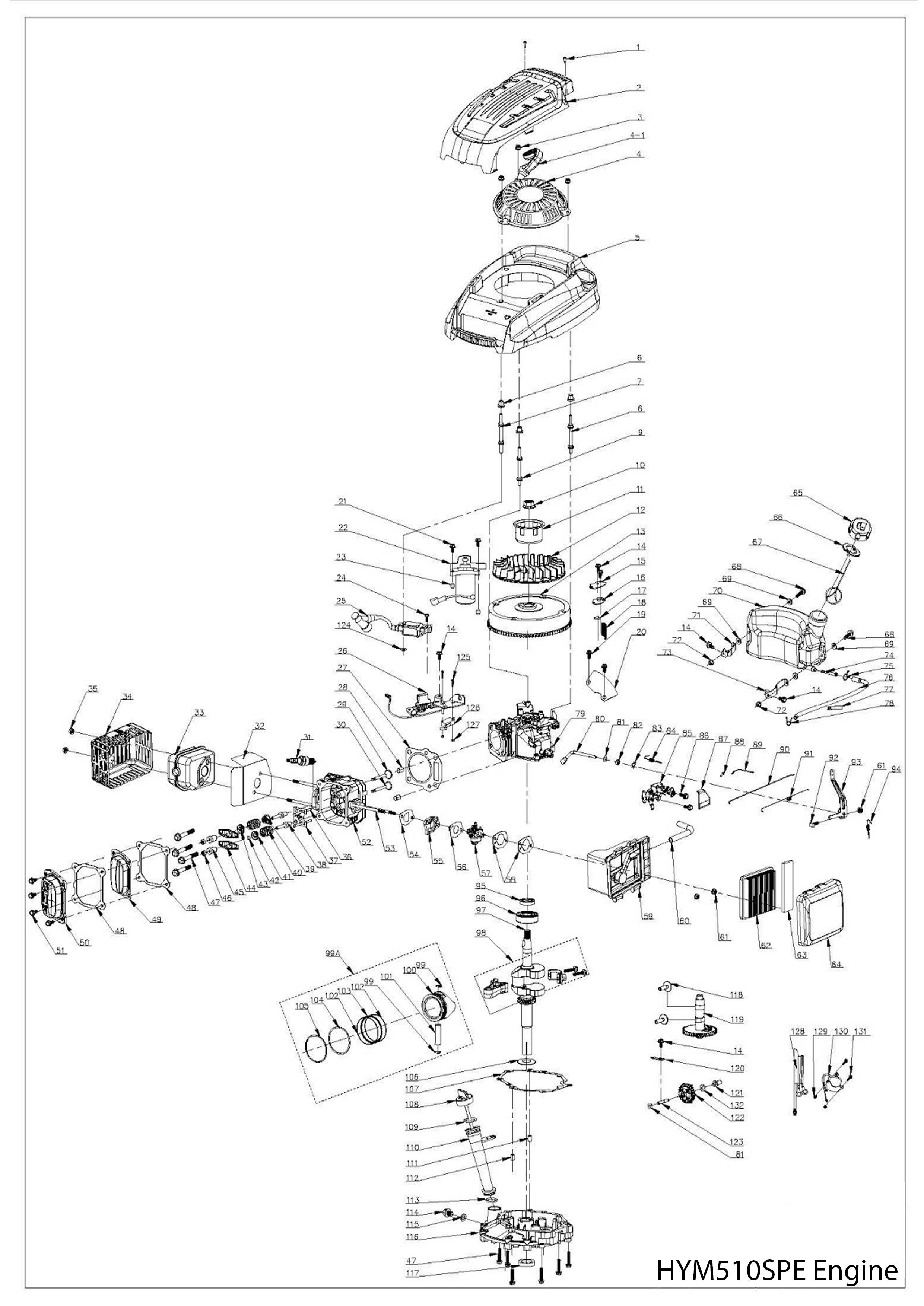 HYM510SPE-Engine-Parts-Exploded-View