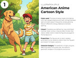 Young boy playing frisbee with his dog in American Anime Cartoon style