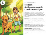 Young boy playing frisbee with his dog in Modern Anthropomorphic Comic Book Style