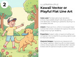 Young boy playing frisbee with his dog in Kawaii Vector or Playful Flat Line Art style