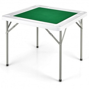 4-Player Mahjong Game Table with Iron Frame - Color: Green D681-UY10011