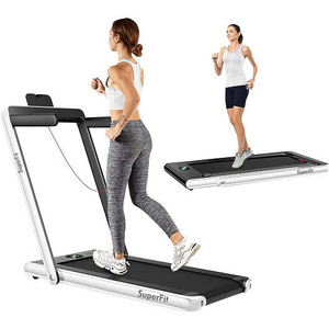 2.25HP 2 in 1 Folding Treadmill with APP Speaker Remote Control-White - Color: White D681-SP37914US-WH