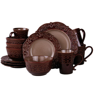 Elama’s Salia 16 Piece Stoneware Dinnerware Set D970-EL-SALIA16