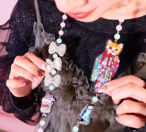 Kimono cat and skates necklace Kimono cat and skates necklace