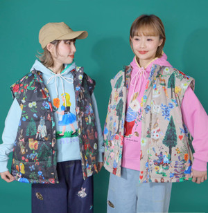 Pattern Padded Jacket with Detachable Sleeves