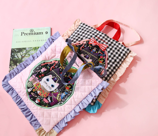 Embroidered Color Ruffle Tote Bag