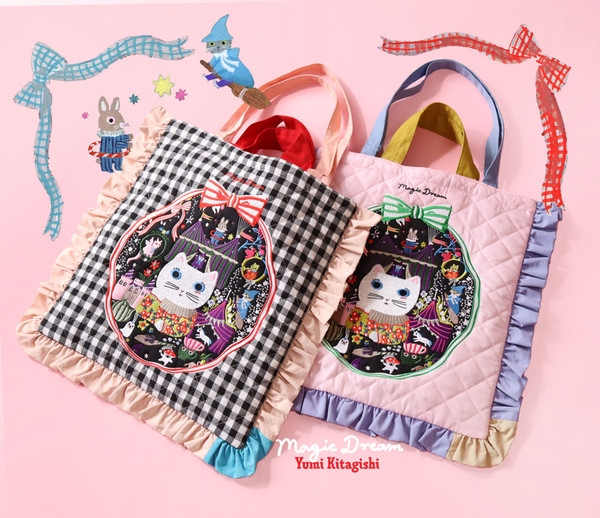 Embroidered Color Ruffle Tote Bag