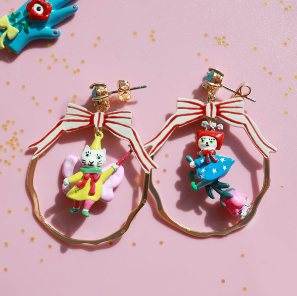 Flying Cat Earrings
