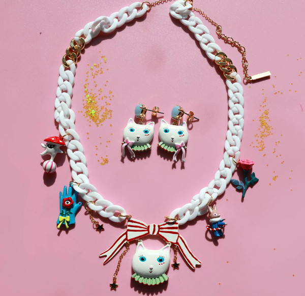 White Cat Earrings