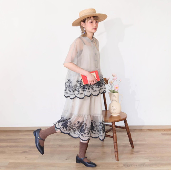 Embroidered Chiffon Skirt