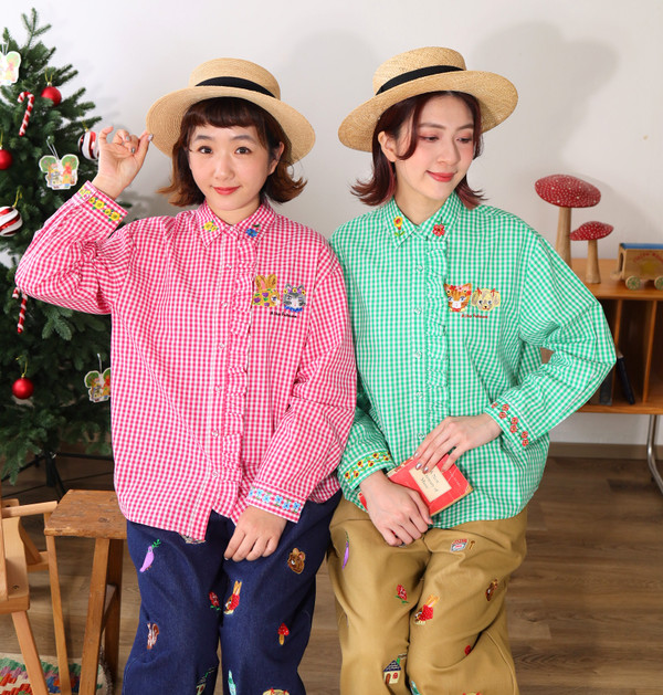 AF251101 Emboridered Check Shirt