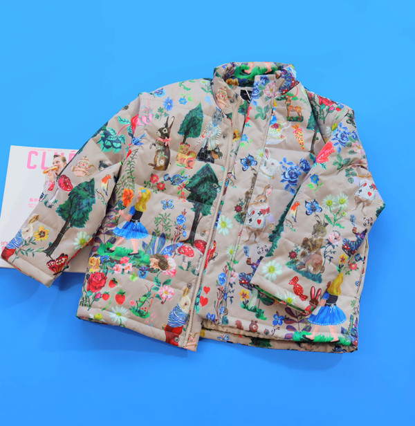 Pattern Padded Jacket with Detachable Sleeves