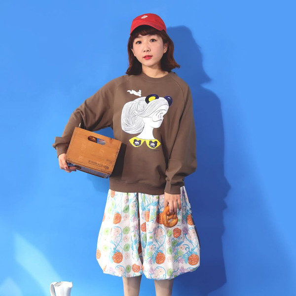 HK - HK260107 Double Patterns Bubble Skirt (2 Ways)