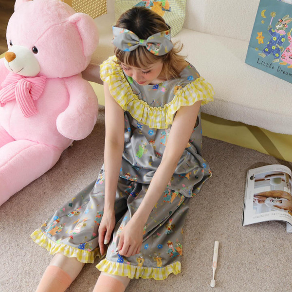 AF260704 Check Pattern Sleeveless Pyjama Set