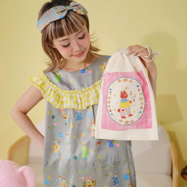 AF260704 Check Pattern Sleeveless Pyjama Set