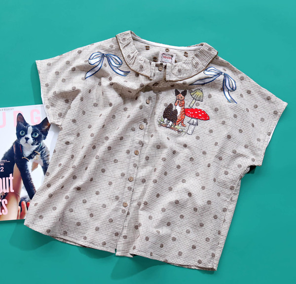 YOCO - YC260703 Polka Dot Embroidered Shirt