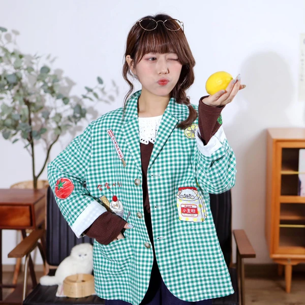 TCG - Embroidered Check Blazer