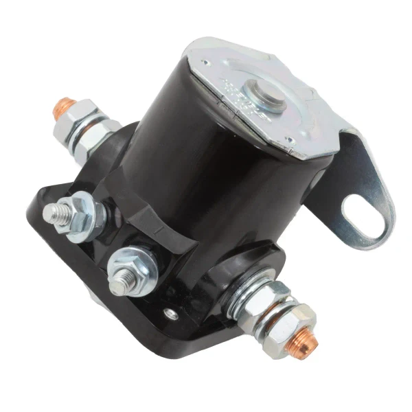 Premium 12V relay solenoid. Grounded base does not require a separate ground wire. Flat base for firewall, dash panel, or other flat surface mounting. Assembled and tested in the USA.