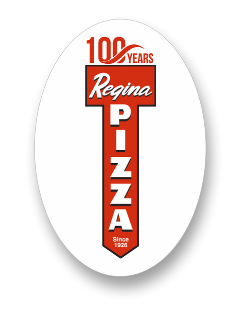 Regina Pizza 100 Years Oval Decal - white