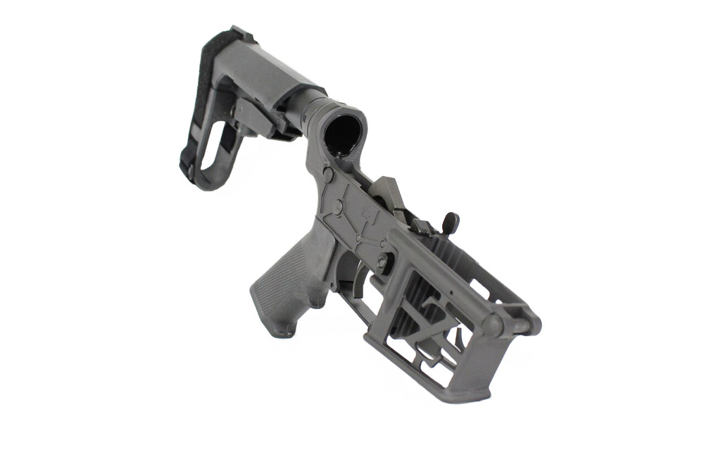 AR-15 Black Cerakote Complete Skeletonized Lower Receiver with SBA3 Brace