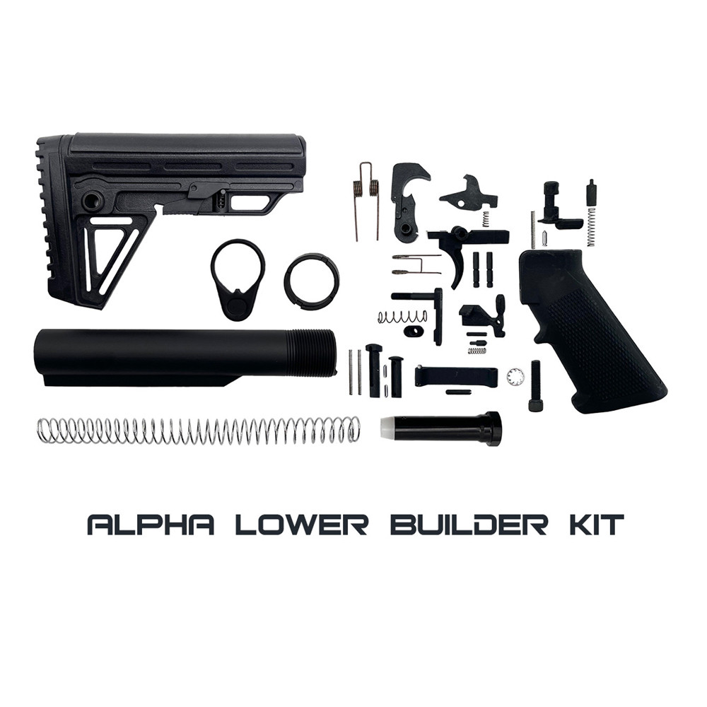 Zaviar Alpha Buttstock Lower Build Kit / Lower Parts Kit - .223/5.56 Black Trigger and Hammer