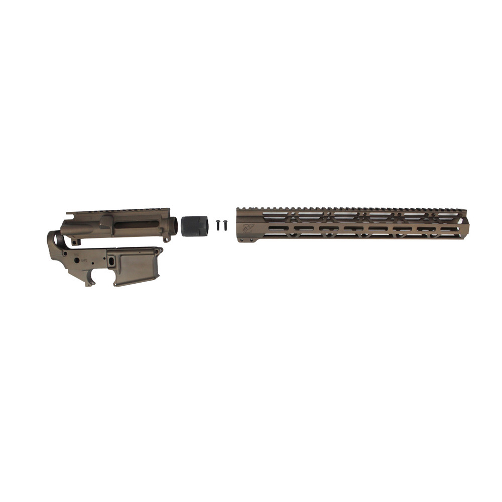 Zaviar Midnight Bronze CERAKOTED AR15 Stripped Lower Receiver/ Upper Receiver/ 15" MLOK Free-Float Handguard AR-15
