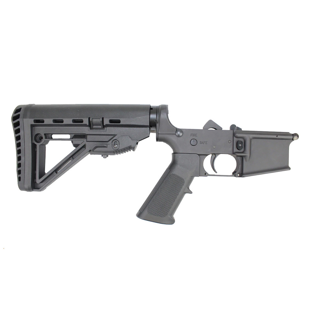 AR-15 Black Cerakote Complete Lower Receiver with Hercules Stock