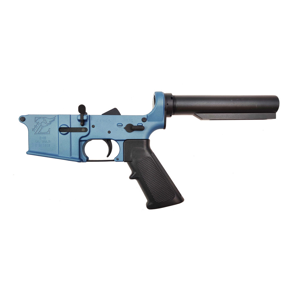 Zaviar Firearms AR-15 Titanium Blue Complete Lower Receiver with Rifle Tube