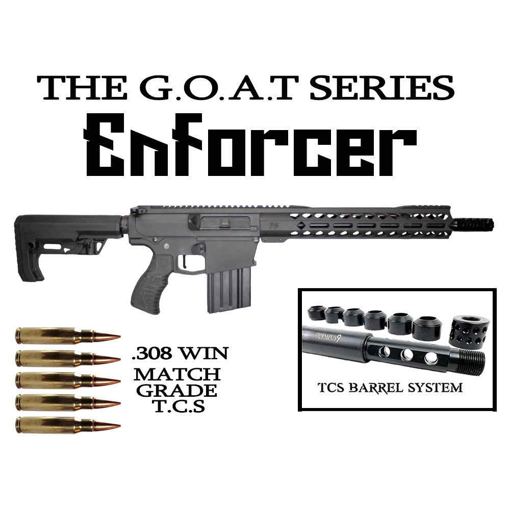 G.O.A.T Series ENFORCER / TCS Match Grade .308 WIN 16" Nitride Rifle / 1:10 Twist / 13" MLOK / Black (T-90000-BLK)