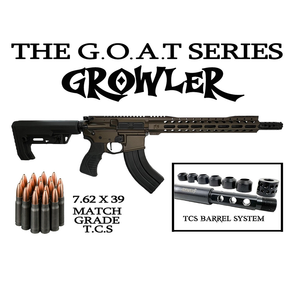 G.O.A.T Series GROWLER / TCS Match Grade 7.62X39 16" Nitride Complete Rifle / 1:10 Twist / 13" MLOK / Midnight Bronze (T-90073-MB)