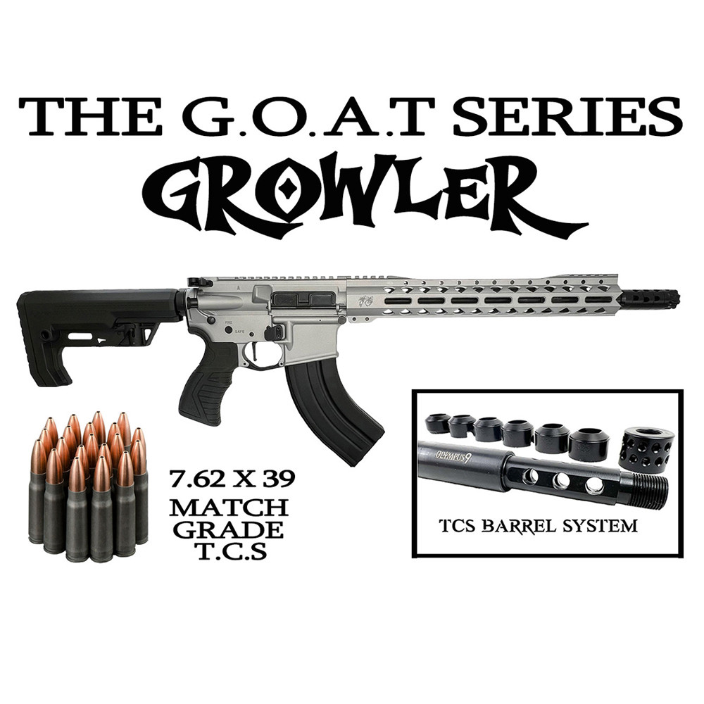 G.O.A.T Series GROWLER / TCS Match Grade 7.62X39 16" Nitride Complete Rifle / 1:10 Twist / 13" MLOK / Satin Mag (T-90075-SM)